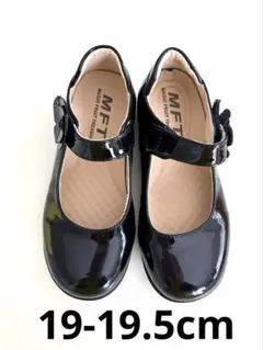 【19cm-19.5cm 】ブラック　花柄　フォーマルシューズ　発表会