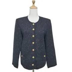 JOIE et JOLIE ツイード ノーカラージャケット 金ボタン上品 11号