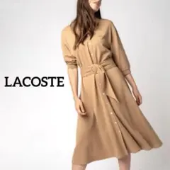 タグ付 LACOSTE ラコステ ポロワンピース ノースリーブ ベルト 紺 L