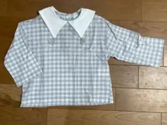 コトリ　ギンガム　チェック　襟付き長袖　シャツ 110