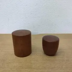 木製 茶筒・棗2個セット 工芸品 アンティーク