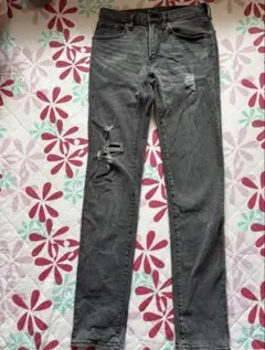 GU ★メンズダメージ加工 スキニージーンズ 28