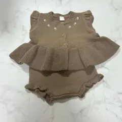 tete a tete テータテート　ベビーニットセットアップ花柄刺繍　80