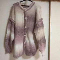 グラデーションカラー ニットカーディガン ピンク系