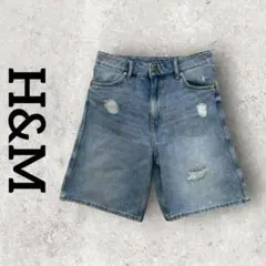 H&M DIVIDED メンズ デニムショートパンツ ダメージ (EUR32)