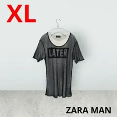 ZARA MAN　ザラメン　重ね編みTシャツ　ホワイト×ブラック　XLのサムネイル