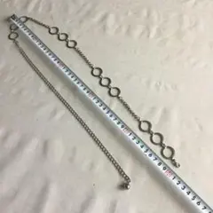 シルバーリング　ビジュー付　チェーンベルト　調節可能