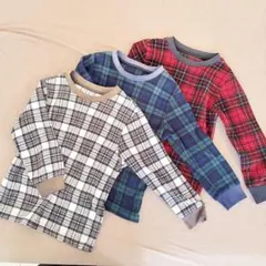 UNIQLO 長袖フリースパジャマ トップスのみ チェック柄 3枚セットのサムネイル