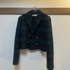 ZARAチェック柄ダブルブレストジャケット