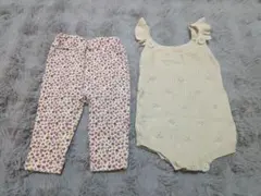 mamaraku 肩紐フリルロンパース&花柄パンツ 70サイズ
