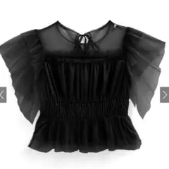 【新品】【GRL】チュールフリルスリーブバックリボンブラウス　al228