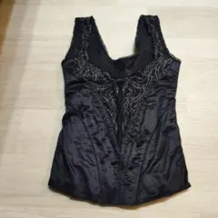 刺繍入りブラックボディスーツ Mサイズ