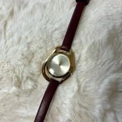 サンフレイム　腕時計　ワインレッド　ゴールド