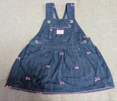 OSHKOSH 80 デニム ジャンパースカート リボン柄 ピンク 女の子