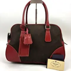 【付属品完備/美品】PRADA ミニボストンバッグ 南京錠 鍵付き 三角ロゴ