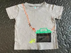 西松屋　子供用Tシャツ　かわいい虫かごと昆虫柄　 グレー　90cm