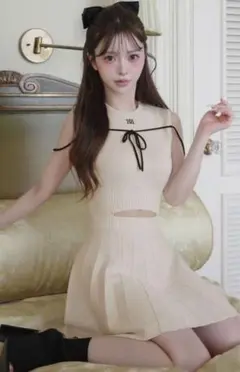 ダーリッチ　Darich ウエストオープンストリングニットミニワンピース