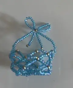 ⑧ハンドメイド ビーズ細工 ミニチュア バスケット★香り玉入りマスコット1個