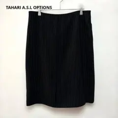 タハリ スカート プリーツ 膝丈 ストライプ LL 黒 ポリエステル オフィスのサムネイル