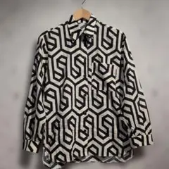 ZARA 幾何学模様 白黒 長袖シャツ ザラ