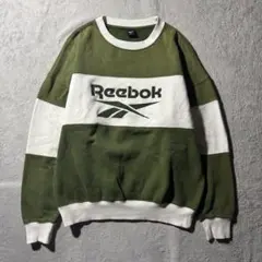 【Y8221】.Reebok スウェット　トレーナー　サイズM グリーン