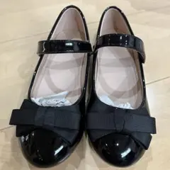 新品19cm黒リボン付きフォーマルシューズ