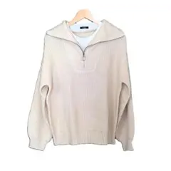 らーたん様　SUREVE ハーフジップ ニット　セーター　オフホワイト　L