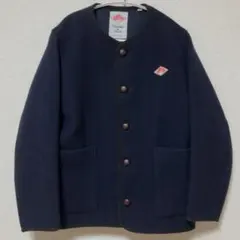 DANTON ウールモッサ ノーカラー ジャケット ネイビー 36のサムネイル