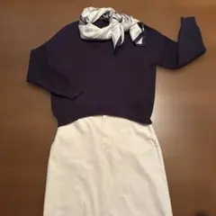 23区・可愛いシルエットの、小物てサマになるネイビーのコットンニット