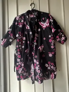 黒 蝶と花模様 甚平セット