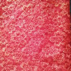 桜柄朱色ラメレース帯揚げ　飾帯　　　　28cm✕約185cm　振袖〜小紋　浴衣