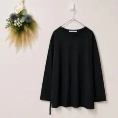 KBF アーバンリサーチ ロングTシャツ チュニック 黒 F 綿100％ リボンのサムネイル