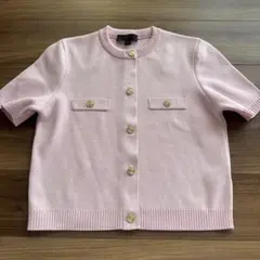 ZARA ピンク　半袖ニットジャケット　カーディガン