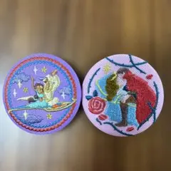 ディズニー 刺繍　ピンバッジ 2個セット　アラジン　眠れる森の美女
