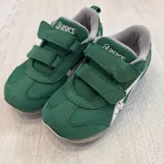 お値下げ！asics 緑色 キッズスニーカー　18センチ