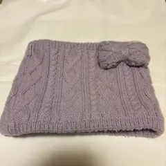 薄紫色 ケーブル編み スヌード