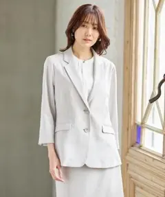 【HONEYS】８分袖２つボタン ダブルテーラードジャケット Mサイズ ホワイト