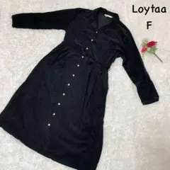 Loytaa【F】シャツワンピース 長袖 ウエストリボン　ボタンダウン