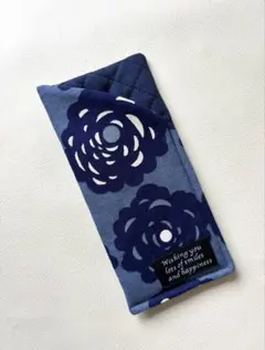 ハンドメイド　メガネケース　ネイビー　花柄