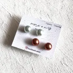 新品❣️パールピアス2ペアセットシンプル お得 フォーマル ブルー ブロンズ