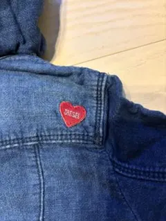 DIESEL KIDS ハートワッペン付 フード脱着 デニムシャツワンピ XS