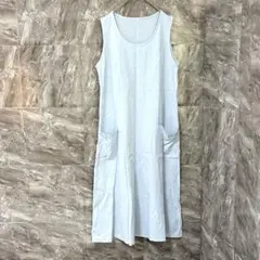 1点もの✨️薄い青 ノースリーブ カットソー ワンピース ポケット付き 清楚感