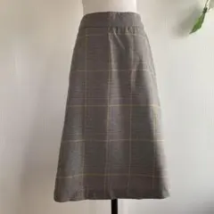 美品　インデックス L チェック柄　Aライン　裏地付き　ミモレ丈スカート