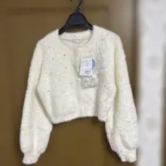 ホワイトファーカーディガン
