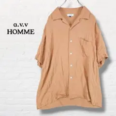 a.v.v HOMME☆オープンカラーシャツ 半袖 開襟【L】キャメルのサムネイル
