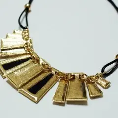 ブラック スクエア ストーン ビジュー ネックレス