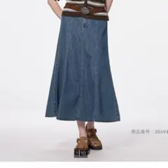 GU ライト デニム フレア マキシ スカート シンプル