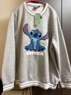 スティッチ グレイ裏起毛 スウェット XL ユニセックス