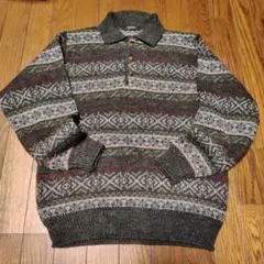 St. Michael　アルパカ混の総柄ニットセーター　Ｓサイズ　UK製
