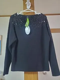 DAMA collection スパンコール装飾 長袖ニット ブラックのサムネイル